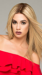 SIENNA EXCLUSIVE by JON RENAU in 12FS8  | Light Gold Brown, Light Natural Gold Blonde and Pale Natural Gold-Blonde Blend, Shaded with Medium Brown  (This piece has been styled and straightened)