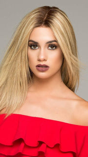 SIENNA by JON RENAU in 12FS8  | Light Gold Brown, Light Natural Gold Blonde and Pale Natural Gold-Blonde Blend, Shaded with Medium Brown  (This piece has been styled and straightened)