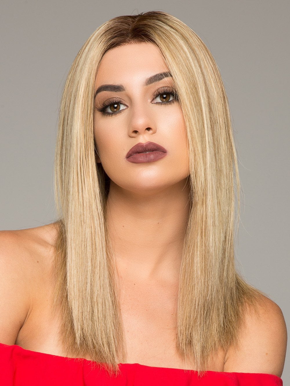 SIENNA EXCLUSIVE by JON RENAU in 12FS8  | Light Gold Brown, Light Natural Gold Blonde and Pale Natural Gold-Blonde Blend, Shaded with Medium Brown  (This piece has been styled and straightened)