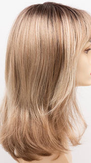 SPARKLING-CHAMPAGNE | Medium Brown roots with overall Strawberry Blonde base and soft Golden Blonde highlights