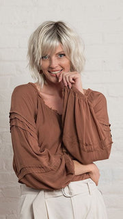 JONES by Estetica in SUNLIT-BLONDE | Soft Blend of Sandy Blonde, Lightest Blonde and Iced Blonde with a Light Golden Brown Root