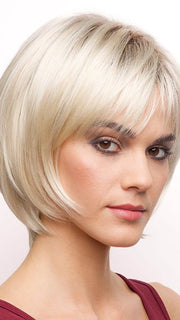 SEASHELL-BLONDE-R | Cool White Blonde and Creamy White Tones with Soft Brown Roots