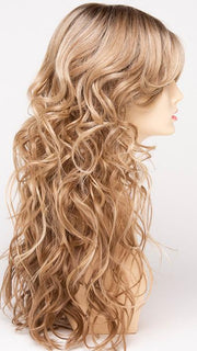 SPARKLING-CHAMPAGNE | Medium Brown roots with overall Strawberry Blonde base and soft Golden Blonde highlights