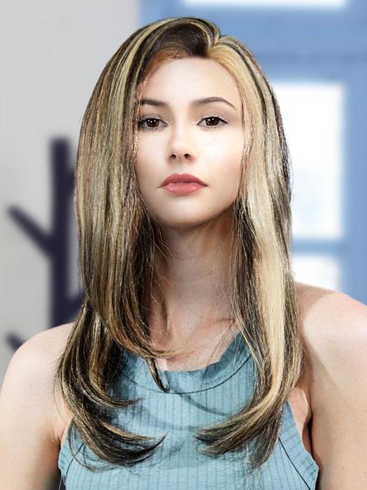 NRC 002HM by LOUIS FERRE in 4/14/24B CARAMEL CREAM | Cappuccino Blended w. Light Brown & Light Ash Blonde