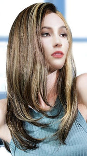 NRC 002HM by LOUIS FERRE in 4/14/24B CARAMEL CREAM | Cappuccino Blended w. Light Brown & Light Ash Blonde