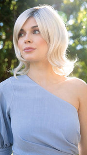 LEVY by Amore in SEASHELL-BLOND-R | Cool White Blonde and Creamy White Tones Blended with Soft Brown Roots