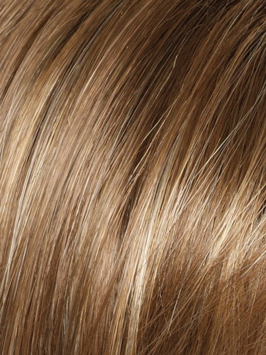 Color Maple Sugar R = Rooted Dark with Light Honey Brown base with Strawberry Blonde highlights