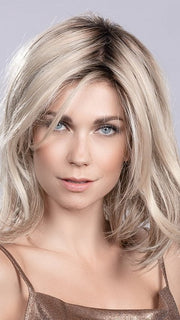 MELODY by Ellen Wille in CHAMPAGNE ROOTED 24.25.20 | Light Ash Blonde with Lightest Golden Blonde and Light Strawberry Blonde Blend and Shaded Roots