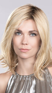 MELODY by Ellen Wille in SAHARA BEIGE ROOTED 26.20.25 | Light Golden Blonde, Light Strawberry Blonde, and Lightest Golden Blonde Blend with Shaded Roots
