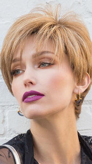 MODERN TOP PIECE by RENE OF PARIS in MAPLE SUGAR R | Rooted Medium Brown with Light Honey Brown Base and Strawberry Blonde Highlights