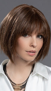 MOOD DELUXE by Ellen Wille in CHOCOLATE MIX 8.30.27 | Medium Brown and Light Auburn with Dark Strawberry Blonde Blend | Style has been cut