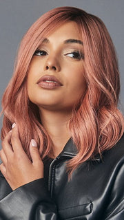 PANACHE WAVEZ by Rene of Paris in DUSTY-ROSE | Medium Coral Red Base with Dark Brown Roots