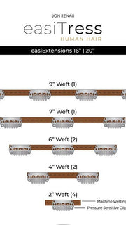 Kit includes 10 machine wefted extensions with pressure sensitive clips