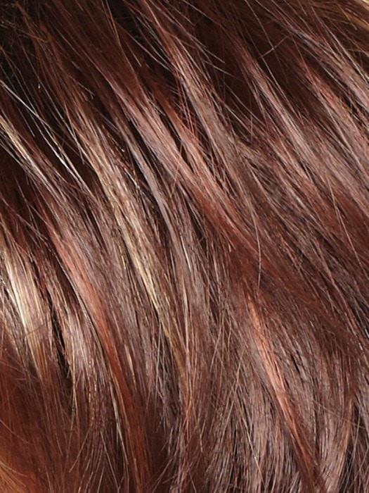 RAZBERRY-ICE-R | Rooted Dark Medium Auburn base with Copper and Strawberry Blonde highlights