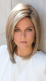 JACKSON by Noriko in SUGAR CANE R | Rooted Platinum Blonde and Strawberry Blonde evenly blended base with Light Auburn highlight