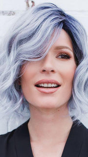 ADELINE by RENE OF PARIS in PASTEL-BLUE-R | Pastel periwinkle tone base with a dark black/purple root