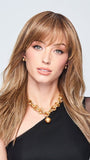 INFLUENCER INSPO by Raquel Welch in RL12/22SS SS CAPPUCCINO | Light Golden Brown Evenly Blended with Cool Platinum Blonde Highlights with Dark Roots