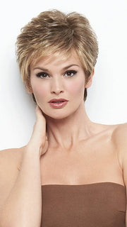 CRUSHING ON CASUAL ELITE by Raquel Welch in R11S+ GLAZED MOCHA | Warm Medium Brown with Golden Blonde Highlights on Top