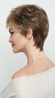 CRUSHING ON CASUAL ELITE by Raquel Welch in R11S+ GLAZED MOCHA | Warm Medium Brown with Golden Blonde Highlights on Top