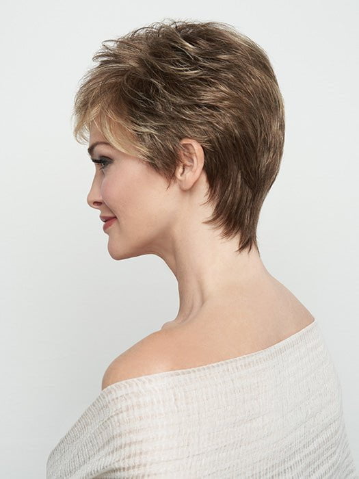 CRUSHING ON CASUAL ELITE by Raquel Welch in R11S+ GLAZED MOCHA | Warm Medium Brown with Golden Blonde Highlights on Top