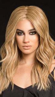 The Sheer Indulgence monofilament top gives you the flexibility to part your hair on the left, right, or center and you'll never have to compromise style for believably.  (This piece has been styled and curled)