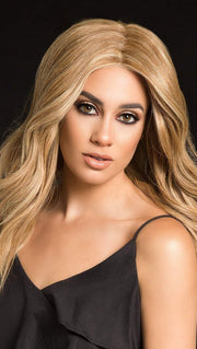 The lace front hairline is virtually invisible, allowing off-the-face styling.- (This piece has been styled and curled)