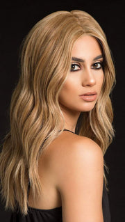 HIGH PROFILE Human Hair Wig by RAQUEL WELCH in SS14/88 SHADED GOLDEN WHEAT | Dark Blonde Evenly Blended with Pale Blonde Highlights and Dark Roots (This piece has been styled and curled)