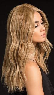 HIGH PROFILE by RAQUEL WELCH in SS14/88 SHADED GOLDEN WHEAT | Dark Blonde Evenly Blended with Pale Blonde Highlights and Dark Roots (This piece has been styled and curled)