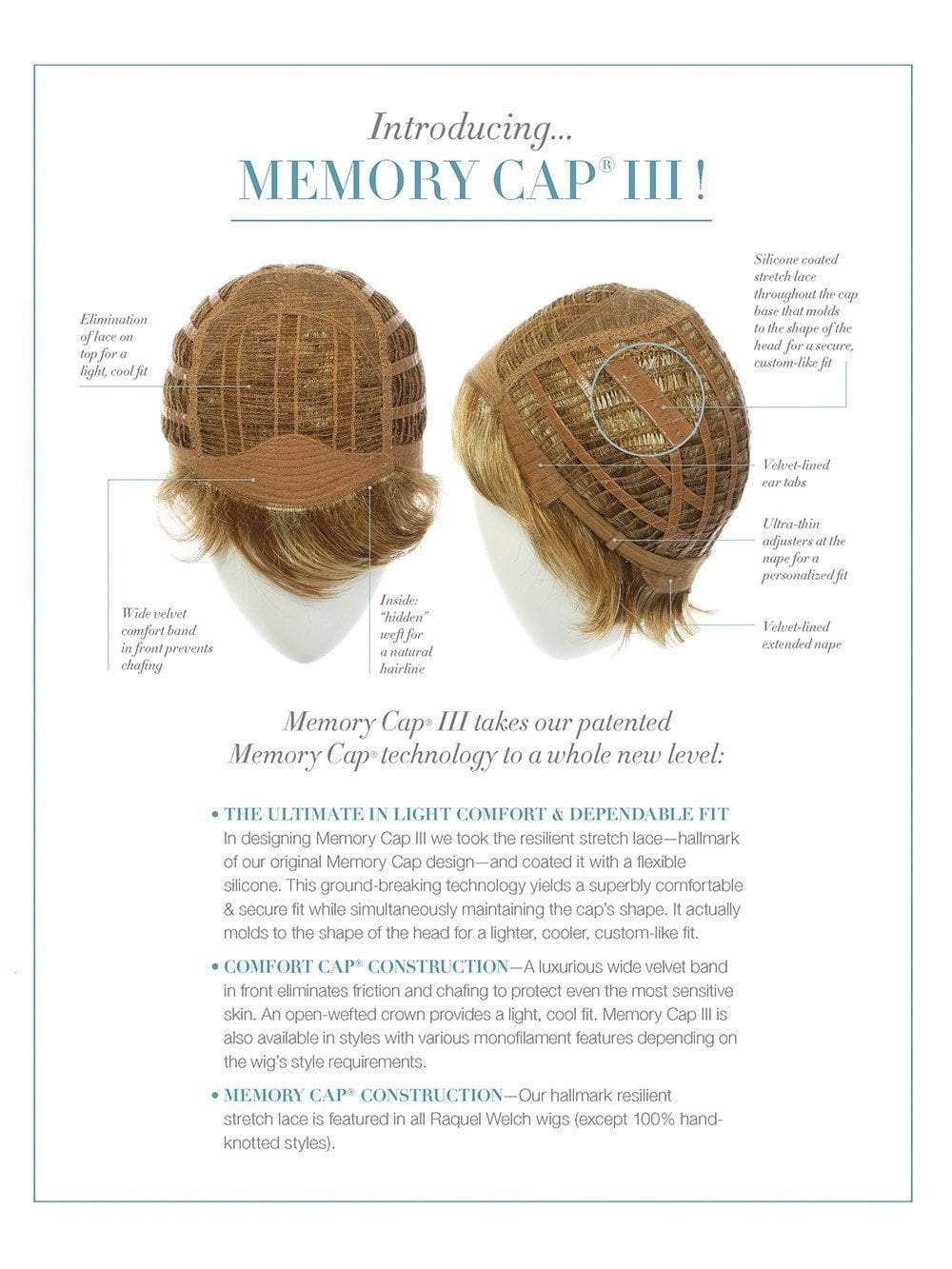 The new memory cap 3 offers the ultimate in light comfort and dependable fit. The resilient stretch lace - hallmark of the Memory Cap design, is silicone coated and flexible
