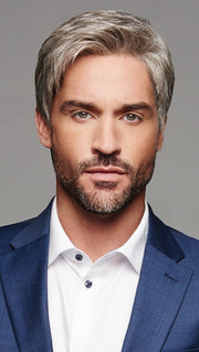 RESERVED Men's Wig by HIM in M44S | Darkest Brown With 50% Grey Blend