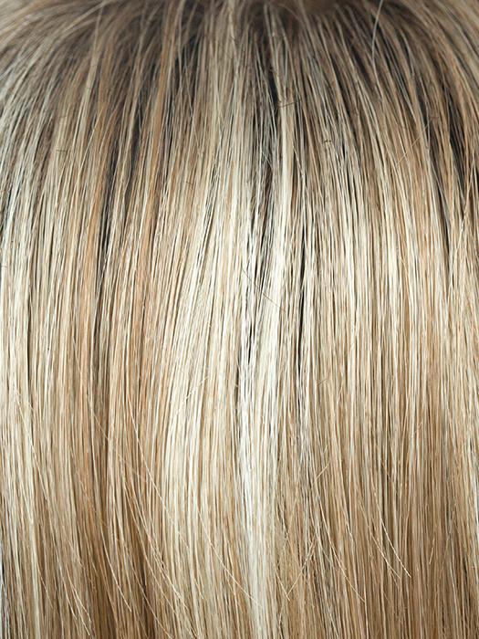 Sugar Cane-R | Medium Brown rooted, Platinum Blonde and Strawberry Blonde 50/50 blend base with Light Auburn highlights