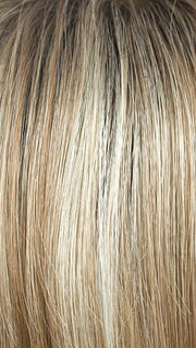 SUGAR-CANE-R | Rooted Platinum Blonde and Strawberry Blonde evenly blended base with Light Auburn highlight