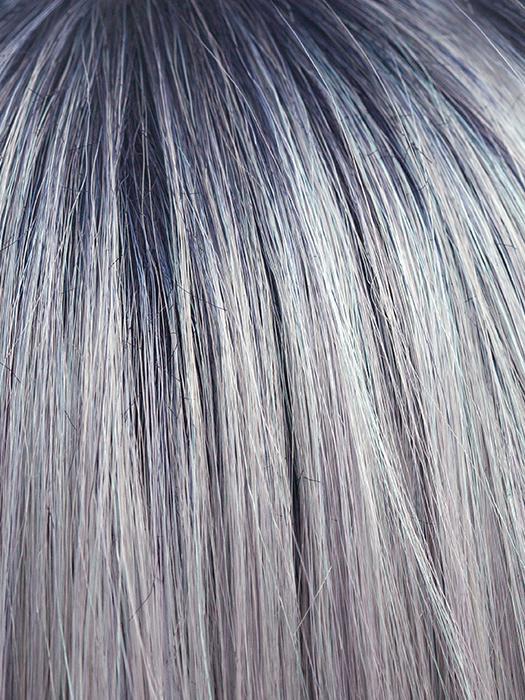 PASTEL-BLUE-R | Pastel periwinkle tone base with a dark black/purple root