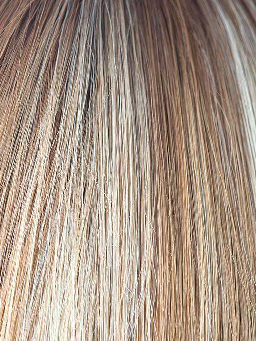 NUTMEG-R | Medium Blonde and Honey Brown Base Frosted with Platinum Blonde Highlights and Medium Golden Roots