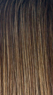 ICED-MOCHA-R | Rooted Dark Brown with Medium Brown Base Blended with Light Blonde Highlights