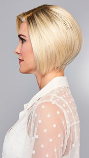 Side swept front with sides that angle up to a short nape