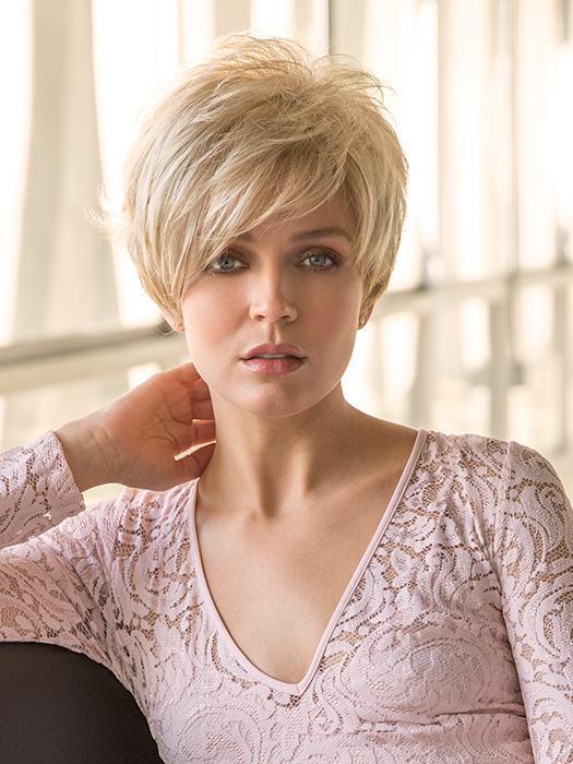 GIA by Rene of Paris in CREAMY-TOFFEE | Light Platinum Blonde and Light Honey Blonde evenly blended