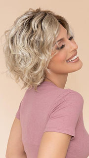 TURN by ELLEN WILLE in CHAMPAGNE ROOTED | Light Beige Blonde, Medium Honey Blonde, and Platinum Blonde blend with Dark Roots
