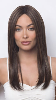 HARPER by Rene of Paris in COFFEE LATTE R | Dark Brown with Evenly Blended Honey Brown Highlights with Dark Roots