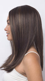 COFFEE LATTE R | Dark Brown with Evenly Blended Honey Brown Highlights with Dark Roots