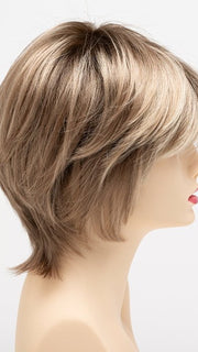 SPARKLING-CHAMPAGNE | Medium Brown roots with overall Strawberry Blonde base and soft Golden Blonde highlights