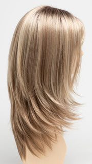 SPARKLING-CHAMPAGNE | Medium Brown roots with overall Strawberry Blonde base and soft Golden Blonde highlights