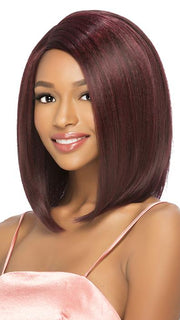 A 12 inch straight bob with a side part