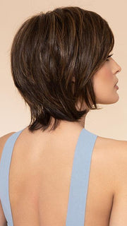 WHITNEY by ENVY in AMARETTO CREAM | Dark Brown roots with overall Medium Brown base with Honey Blonde highlights