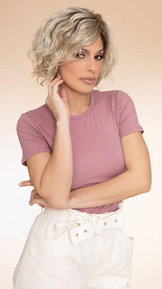 TURN by ELLEN WILLE in CHAMPAGNE ROOTED | Light Beige Blonde, Medium Honey Blonde, and Platinum Blonde blend with Dark Roots
