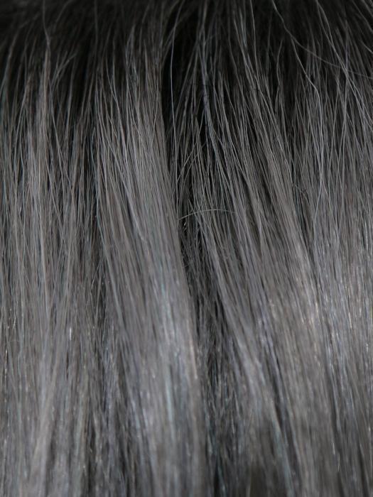 SMOKY-GRAY-R | Dark Roots blended to medium Gray with Silver Highlights and Blue Undertones