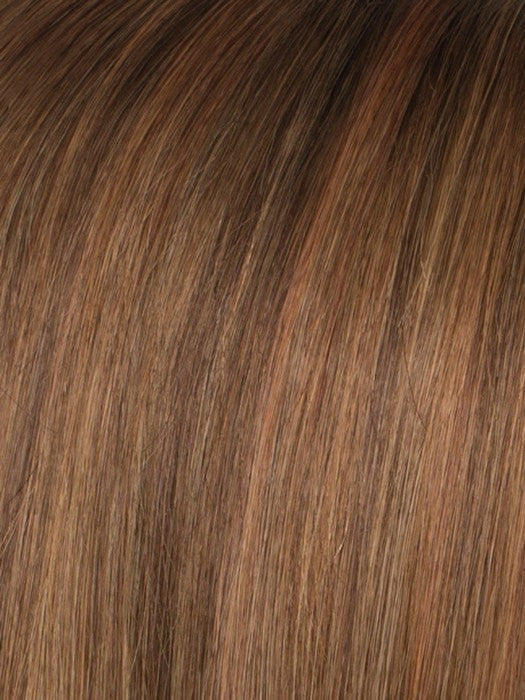 Color SOFT-COPPER/ROOTED = Medium Auburn, Copper Red, and Light Auburn blend with Dark Roots