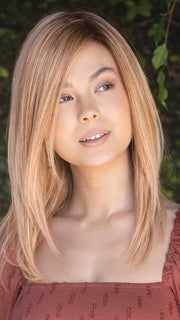 THEA by Amore in HAZLENUT-CREAM | Soft Brown Root Tone, Warm Golden Blond Base with Soft Creamy Highlights.