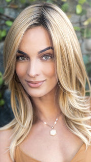 THEA by Amore in MOONLIGHT-BLONDE-R | Dark Blonde rooted with blend of Dark Ash Blonde and Light Blonde