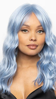 This medium density style is made of heat-friendly synthetic fiber, so you can use heat tools to change up the wave pattern or straighten this style for a sleek look